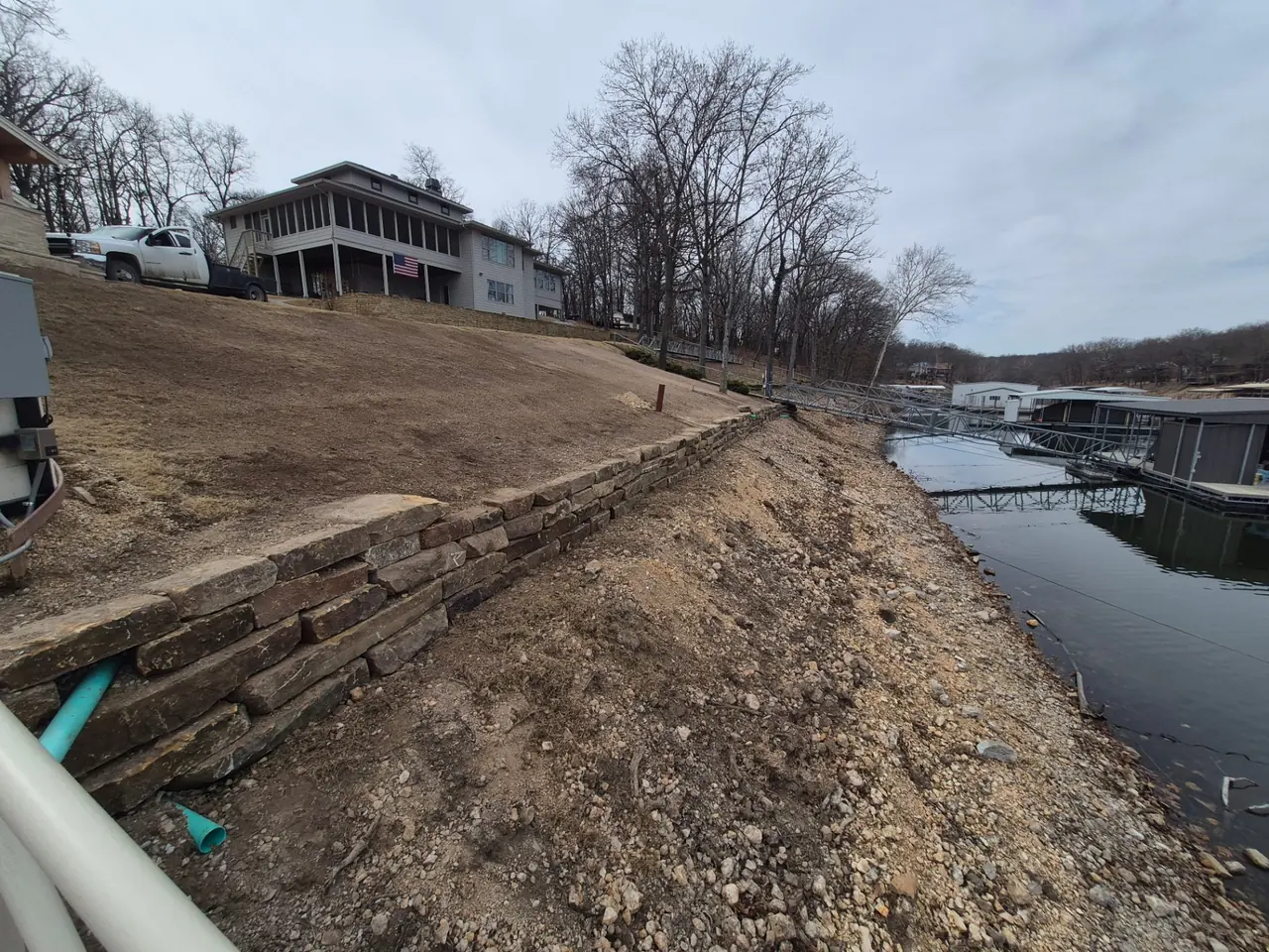 Completed Shoreline Retaining Wall — After — Grand Lake, OK