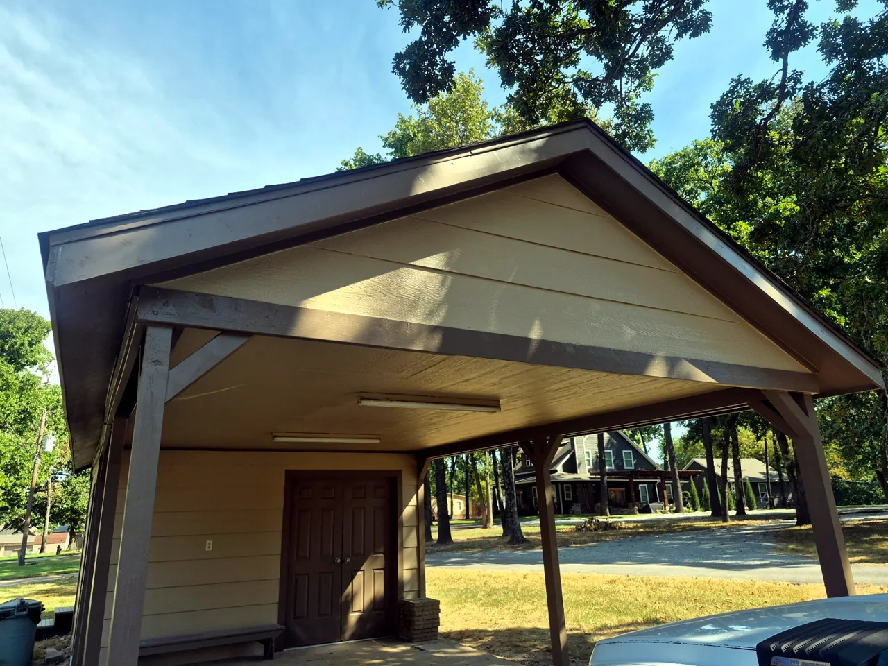 Carport Gable & Trim Painted — After — Grand Lake, OK