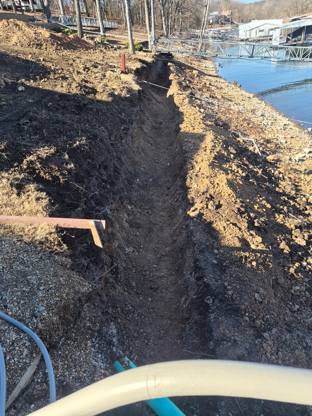 Footing Trench Along Shore — In Progress — Grand Lake, OK