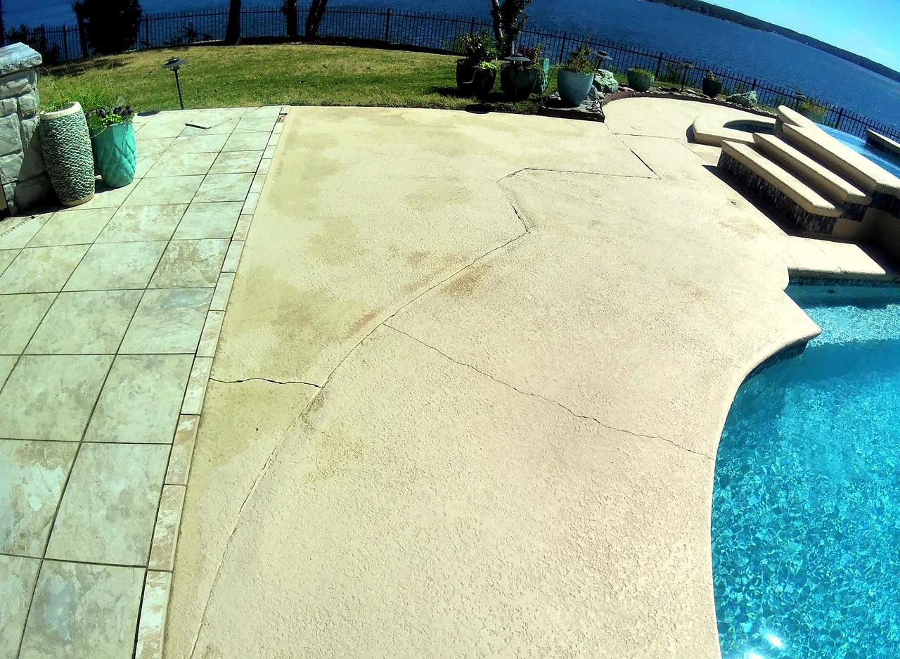 Cracked Pool Deck Surface — Before — Grand Lake, OK
