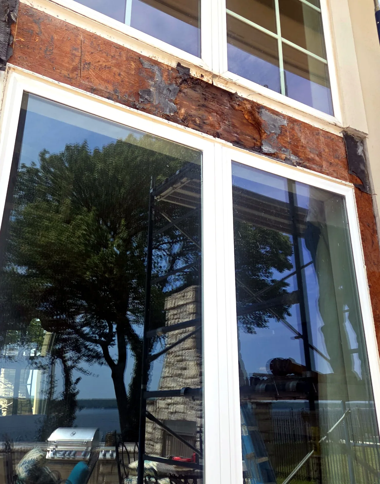 Rotted Header & Sheathing at Picture Window — Before — Grand Lake, OK