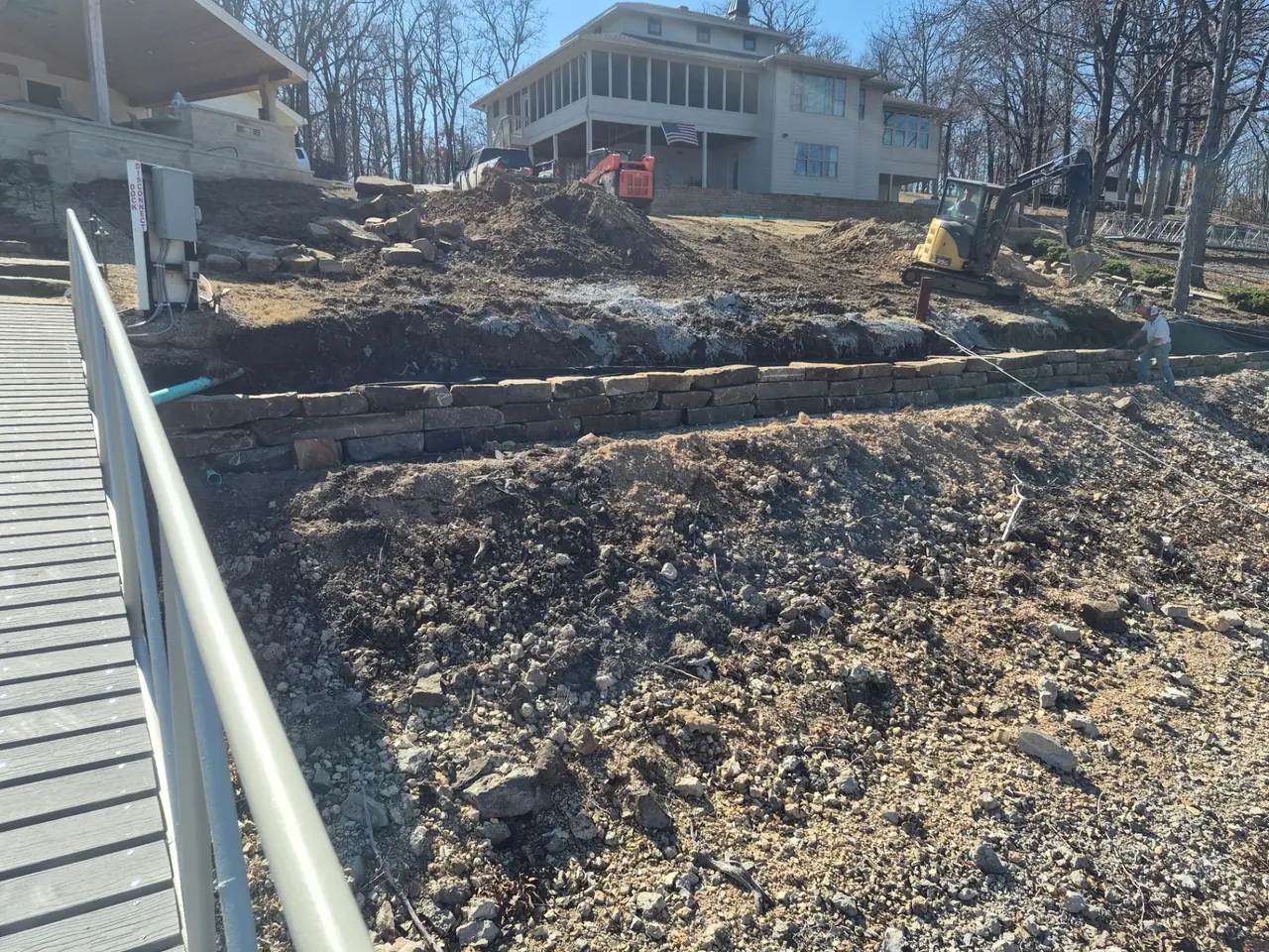 Rebuilt Wall from Shoreline — Progress — Grand Lake, OK
