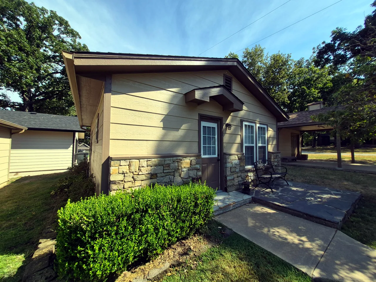 Finished Exterior with Stone & Fresh Paint — After — Grand Lake, OK