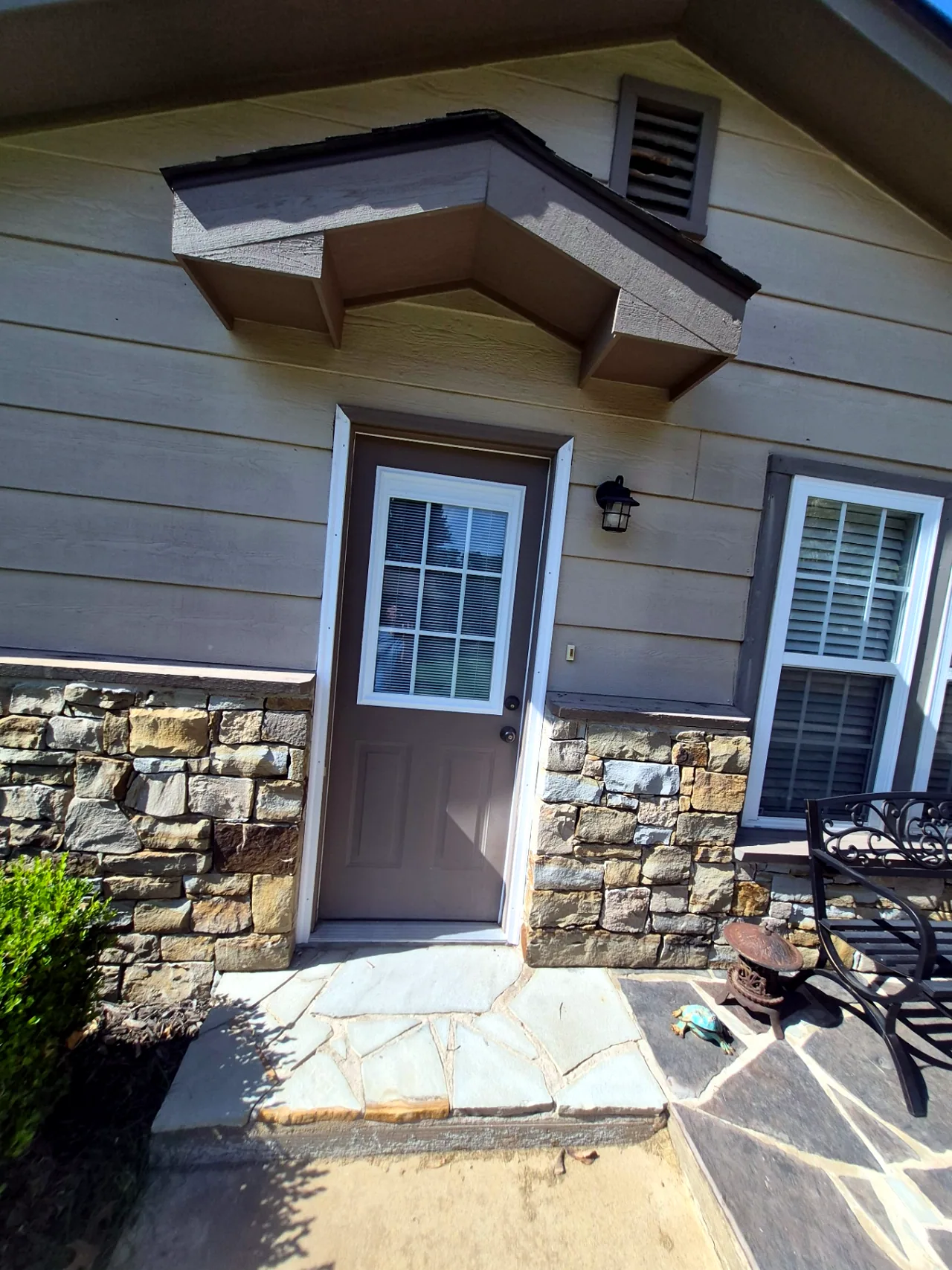 Front Entry Siding & Trim Repaired — In Progress — Grand Lake, OK