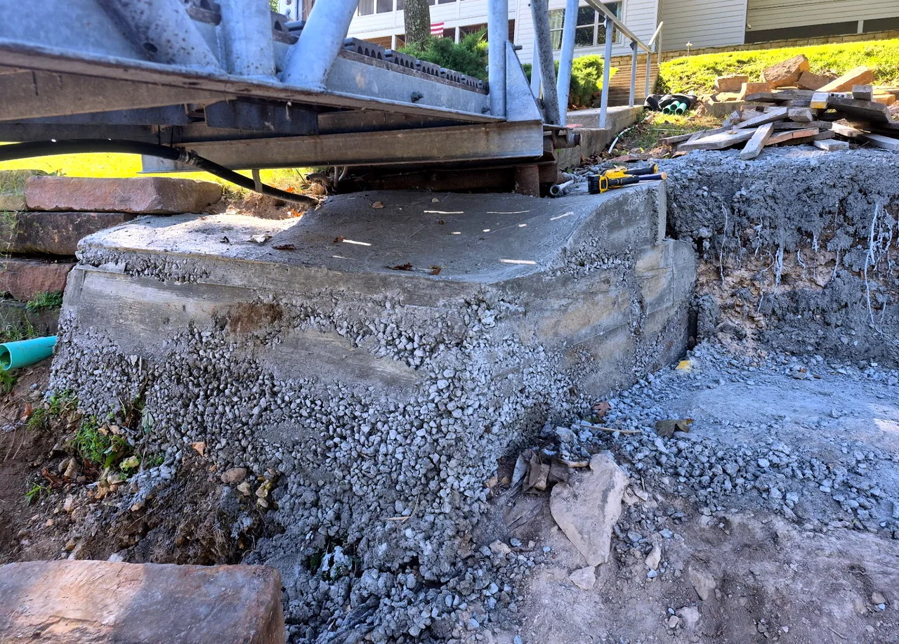 Concrete Base Poured at the Walkway Landing — In Progress — Grand Lake, OK