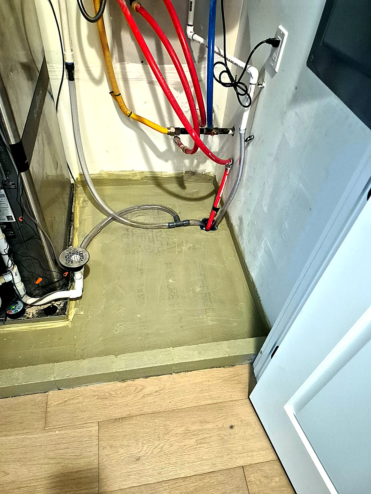Sealed Pan & Drain Detail — In Progress — Grand Lake, OK